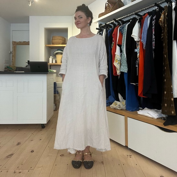 Metta Melbourne Olivia Dress in 100% Linen, Taupe, O/S - Picture 4 of 12